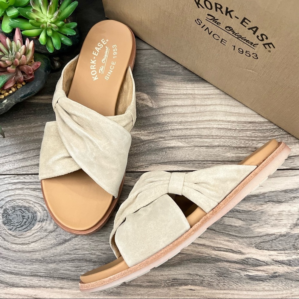 NIB Kork Ease Zel Suede Slide Sandal Natural Suede